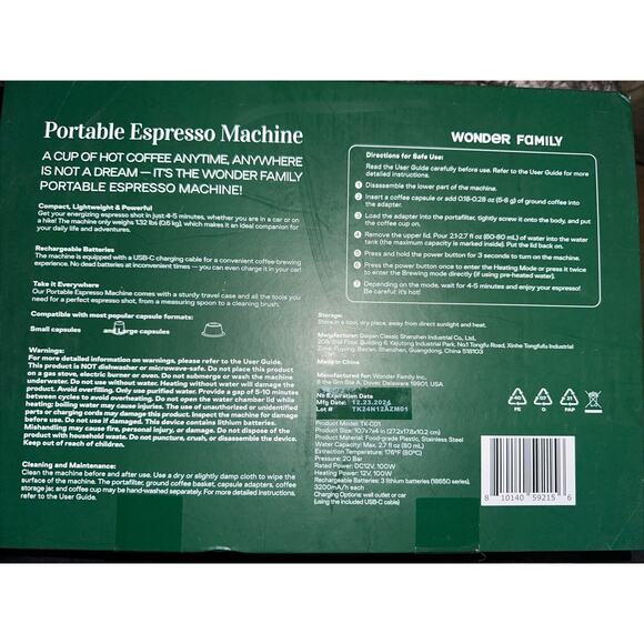 Portable Espresso Machine Automatic Mini Espresso Maker & Travel Wonder Family - Picture 2 of 2